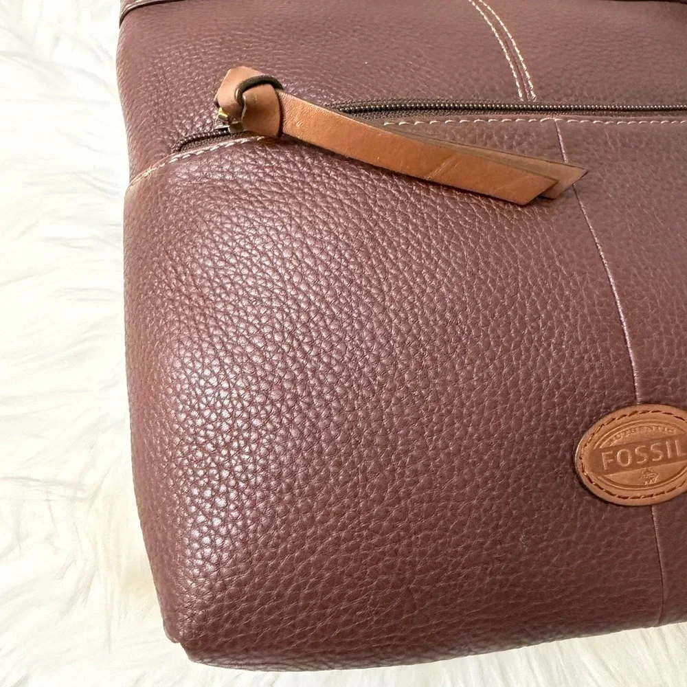 Fossil Dark Brown Leather Messenger Bag